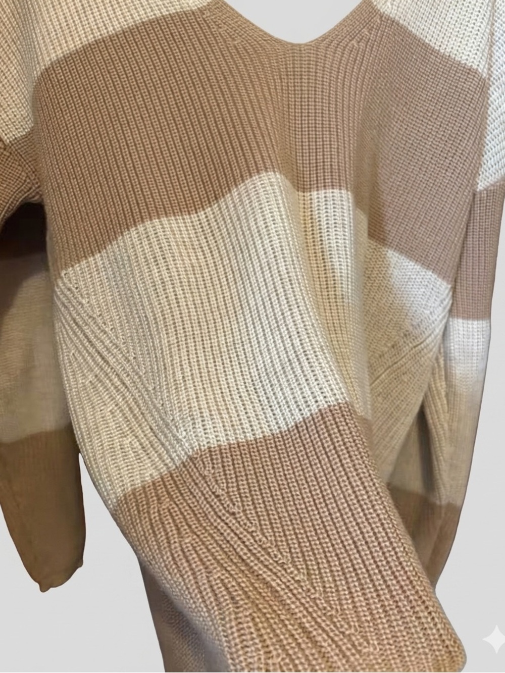 Gentle Fawn Annalise Striped Knit V-Neck Slouchy Sweater - Picture 2 of 7